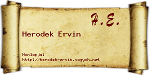 Herodek Ervin névjegykártya